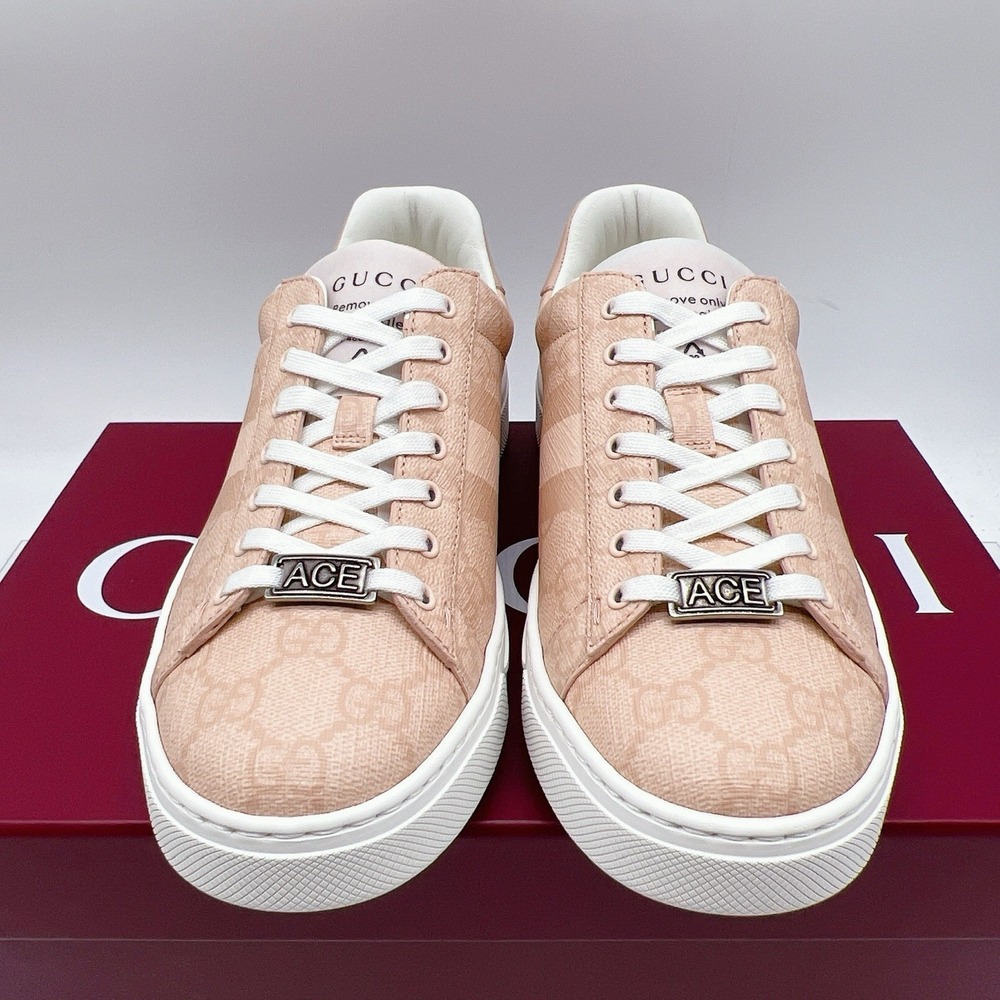 GUCCI Women's Pink GG Supreme Ace Tonal Web Sneakers 812026 EU 36.5 US 6.5 - NEW - Picture 4 of 14